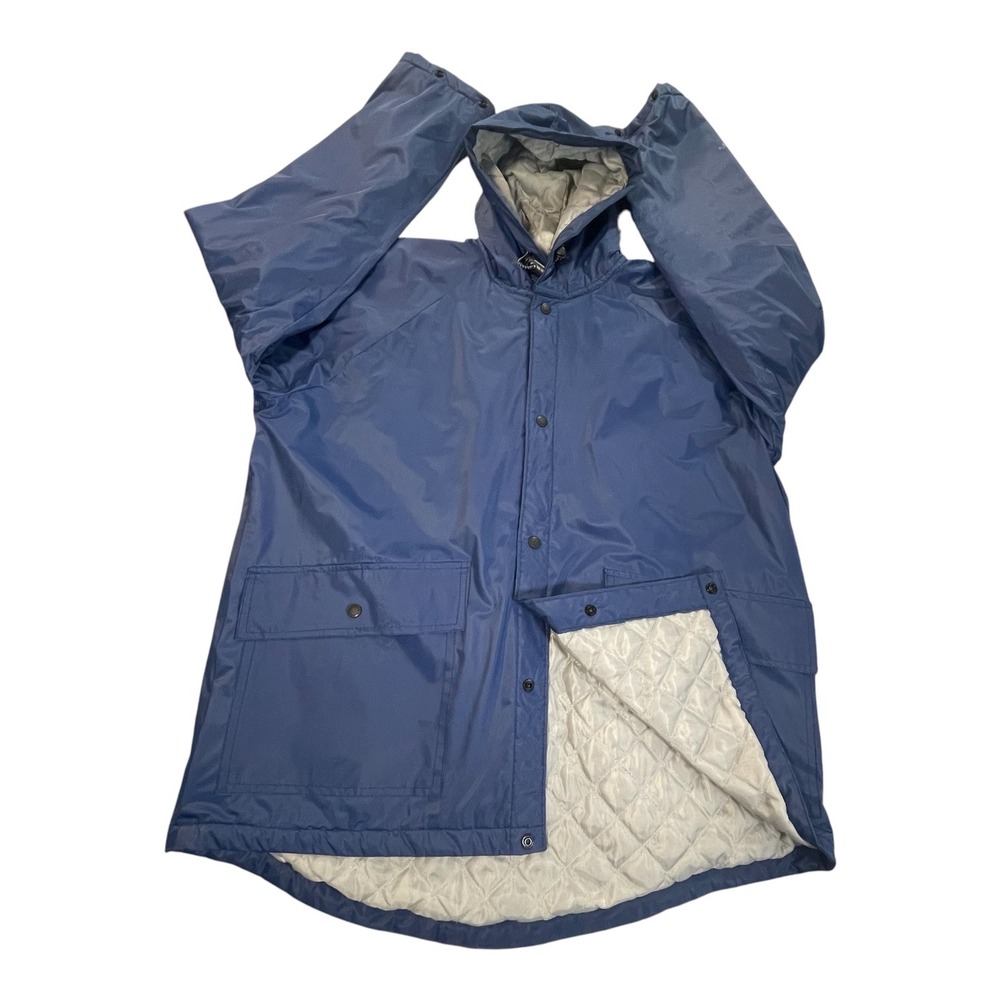 Stearns Dry Wear Blue Hooded Rain Jacket Mens Medium Quilted Lined Model 8204